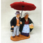 Santon couple sous le parapluie 6- 7cm