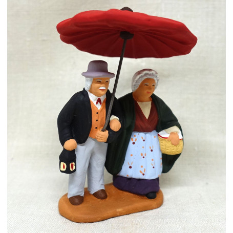 Santon couple sous le parapluie 6- 7cm