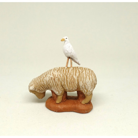 Santon mouton avec oiseau