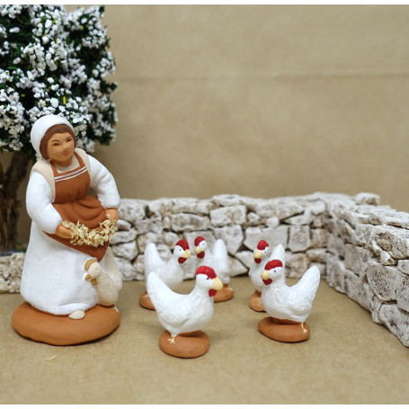 Santon fermière poule 7CM (blanc)