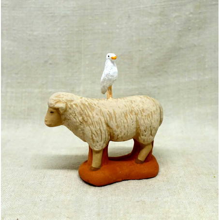 Mouton à l'oiseau 9cm