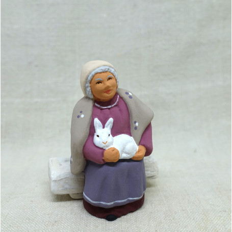 Santon femme au lapin 7cm